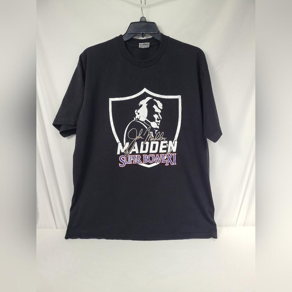 Rare Super Bowl XI John Madden Tribute T-shirt Size 2XL Black Oakland Raiders